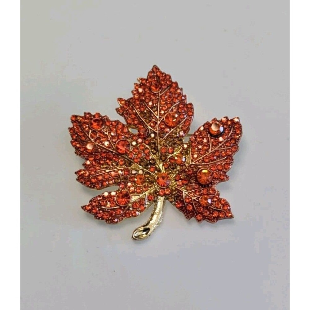 Orange Fall Color Maple Leaf Brooch